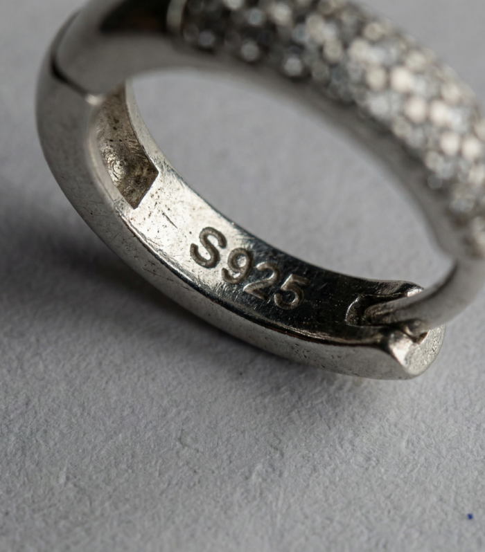 Silver Pavé S925 Huggie Hoop Earring