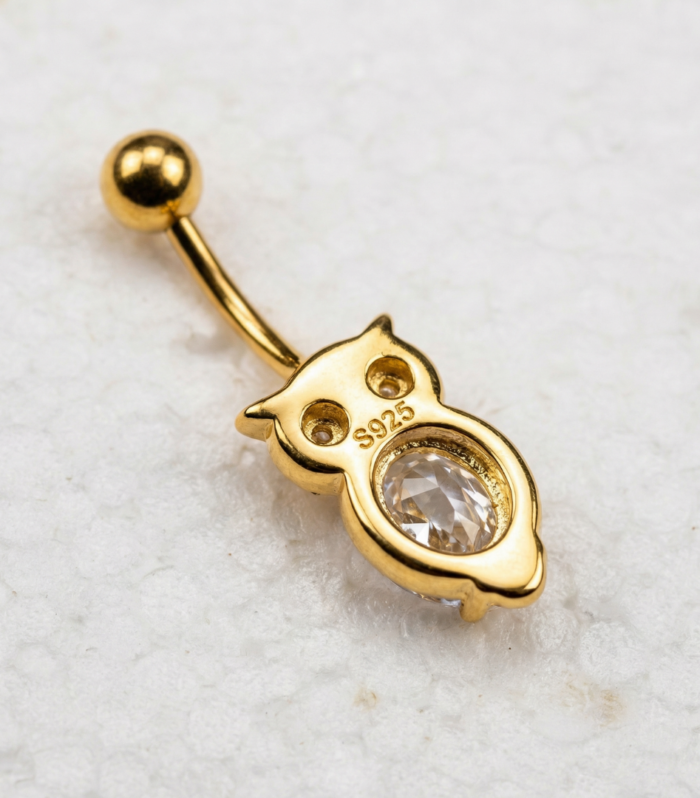 Gold Owl Navel Ring