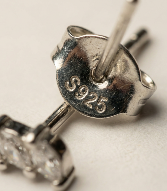 Silver Triple Marquise Leaf Stud