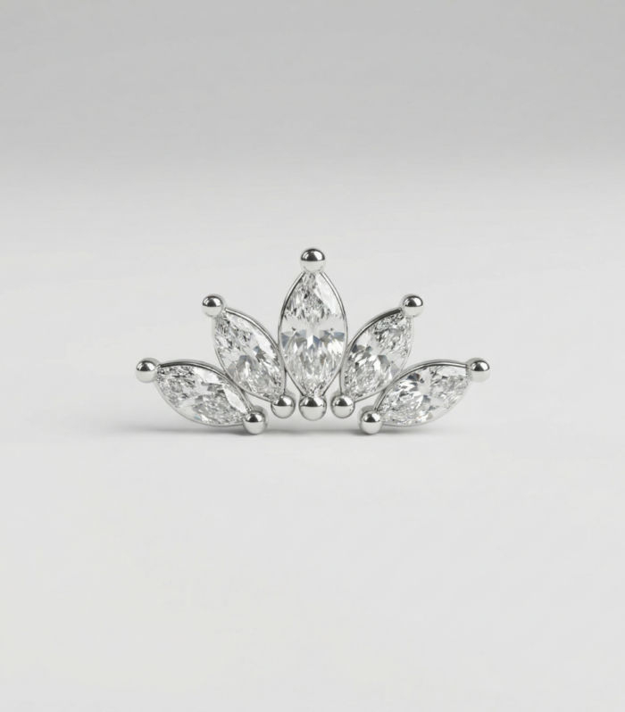 Silver Five-Marquise Crown Stud
