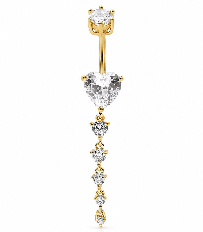 Long Star & Heart Cascade Belly Ring