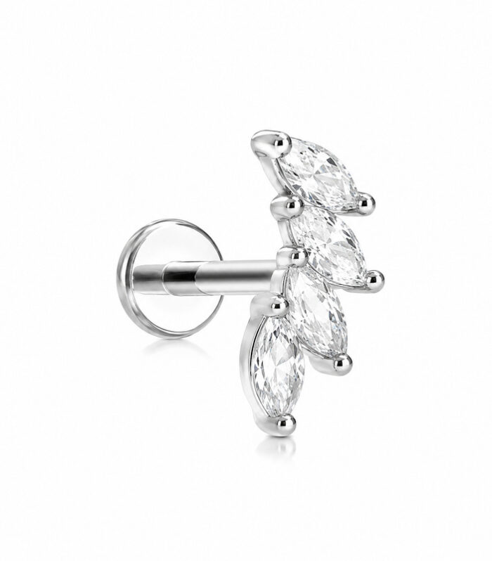 Marquise Leaf Cluster Labret Stud