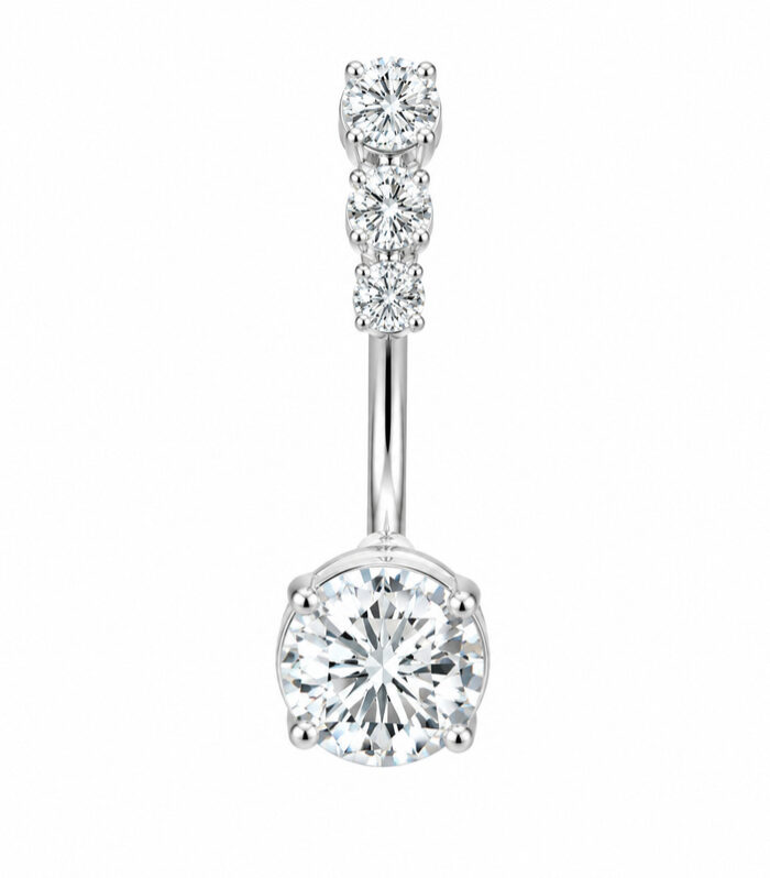 Round Bezel CZ Belly Ring