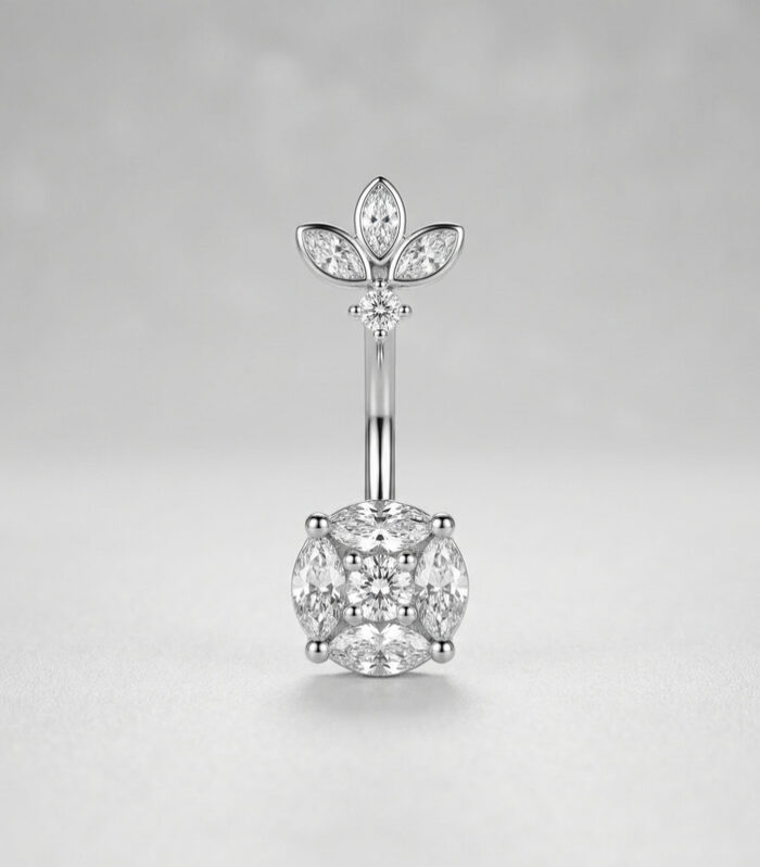 Lotus CZ Belly Ring