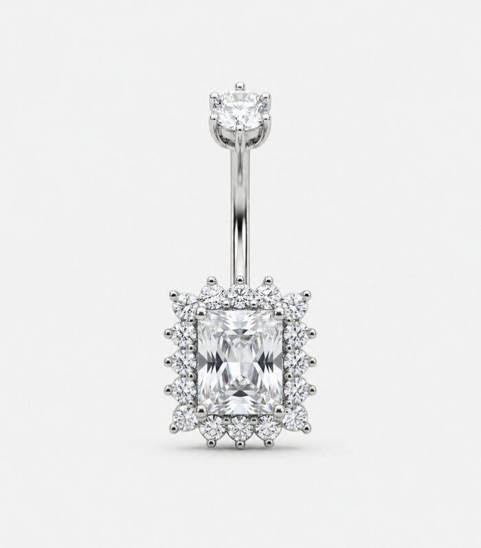 Square Halo Belly Ring