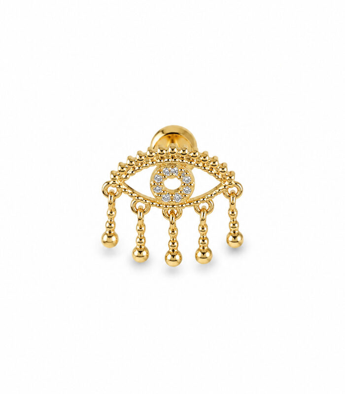 Gold Evil Eye Dangle Stud