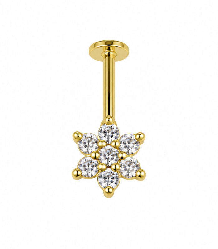Gold Small Flower Labret Stud