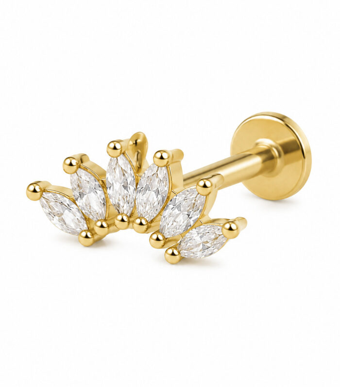 Gold Crown Fan Labret Stud