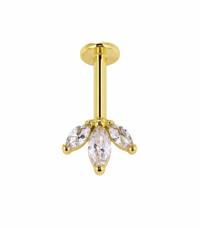 Gold V Marquise Labret Stud