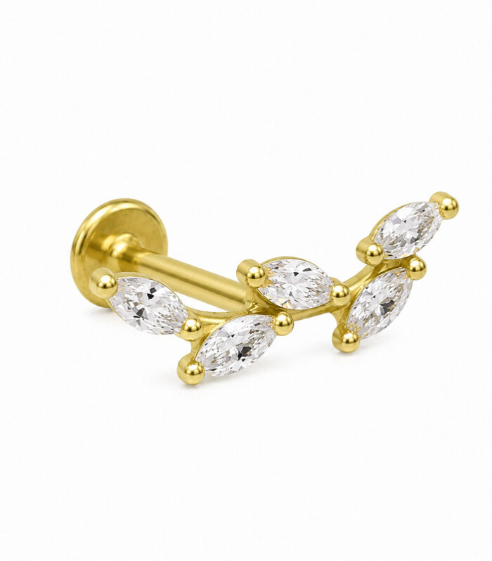 Gold Leaf Vine Labret Stud
