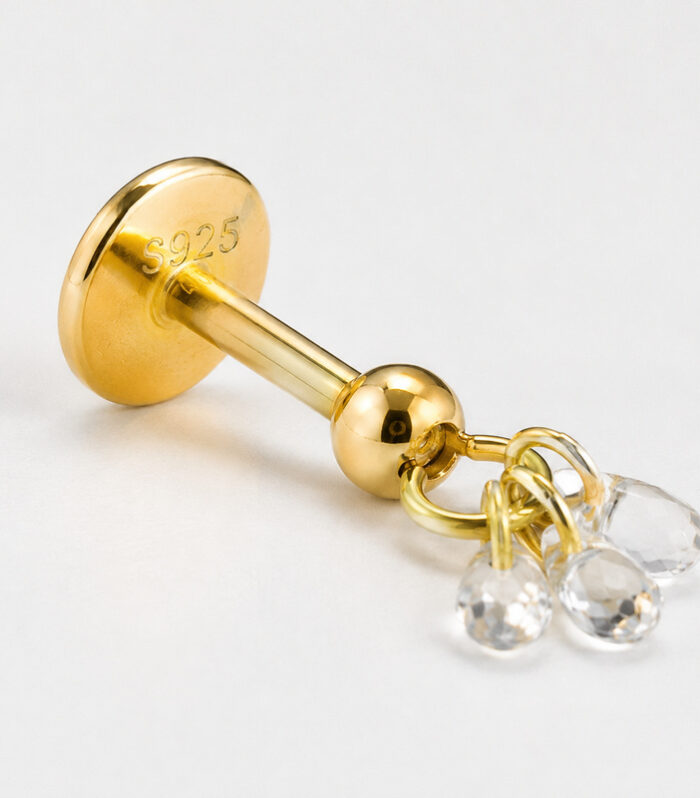 Gold Crystal Drop Dangle Labret