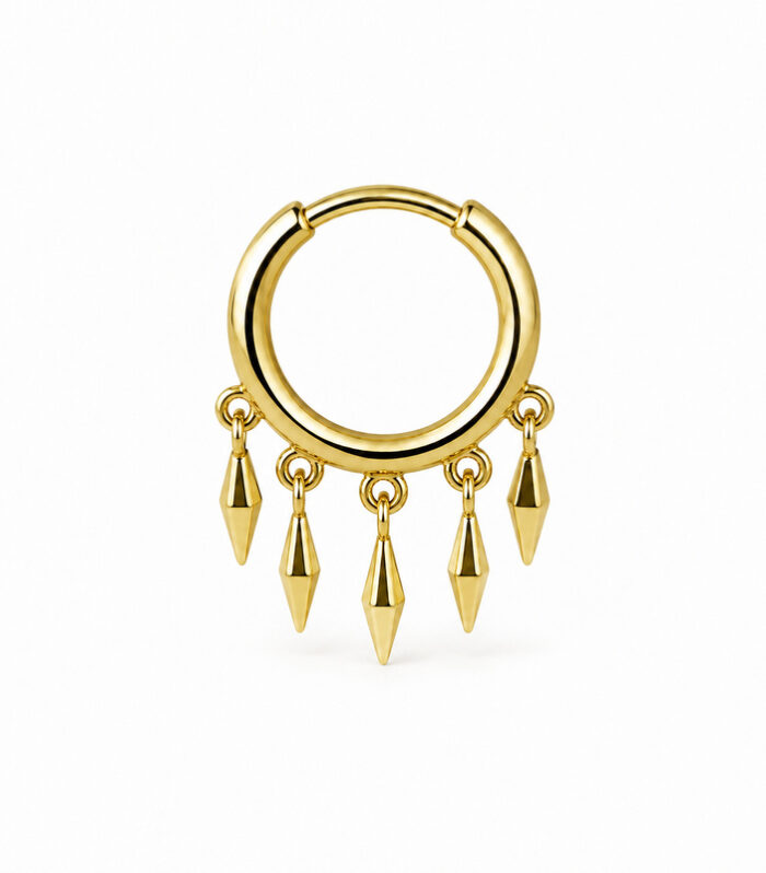 Gold Spike Fringe Huggie Hoop