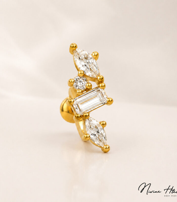 Gold Baguette CZ Ear Crawler