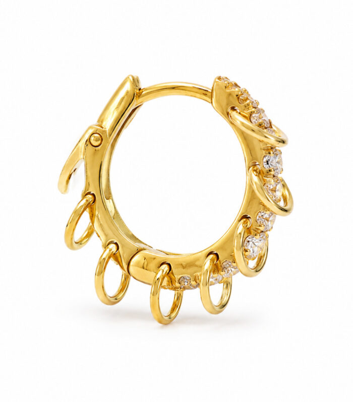 Gold Teardrop Charm Huggie Hoop