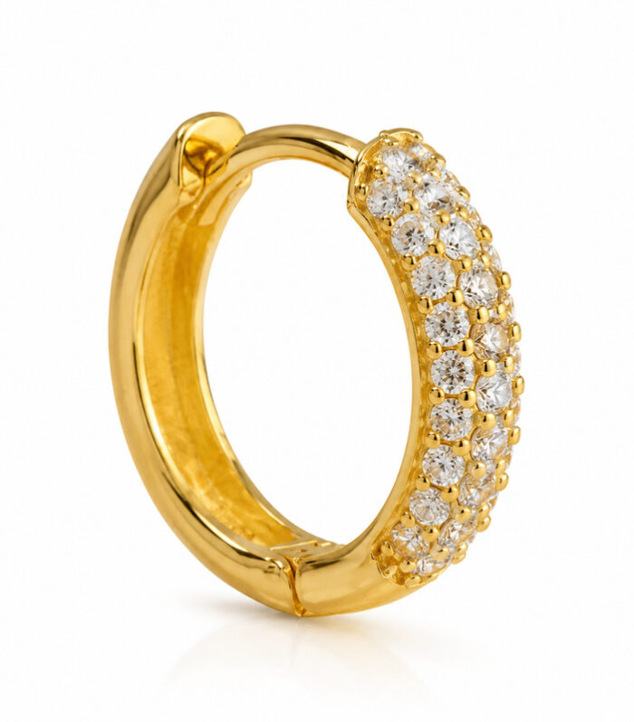 Gold Pave Huggie Hoop