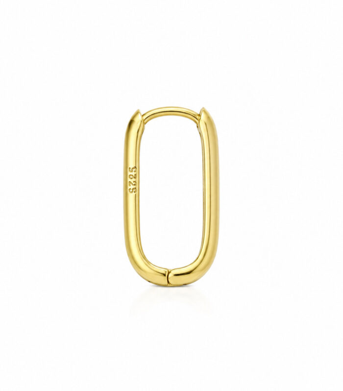 Gold Plain Oval Huggie Hoop