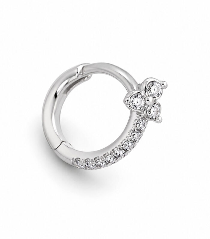Clover Pave Hoop Earring