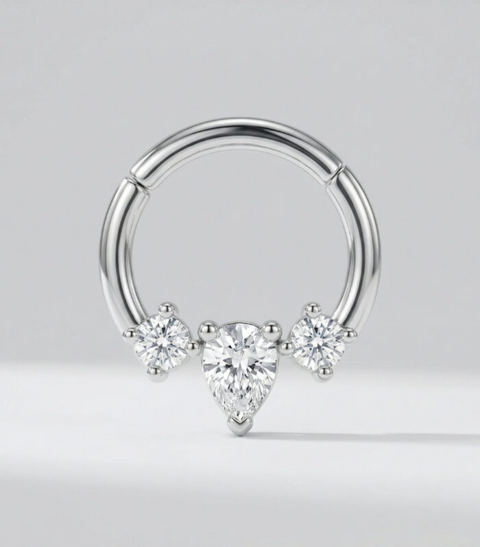 Triangle CZ Captive Hoop Ring