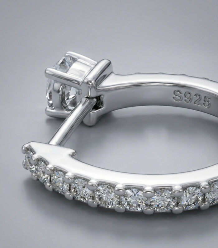 Square Crystal Pave Huggie Earring
