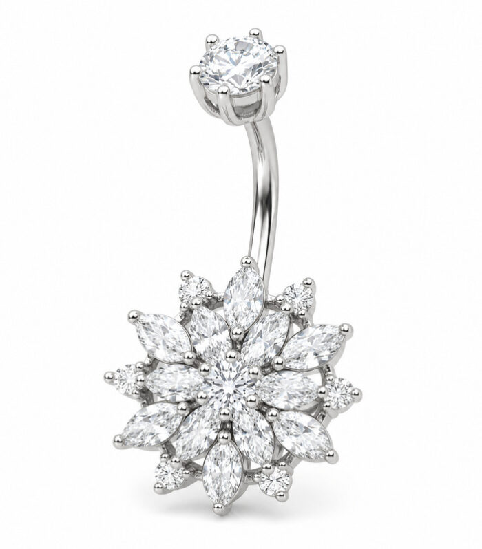 Marquise Starburst Flower Belly Ring