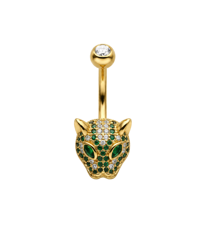 Panther Head Belly Ring — Gold Plated