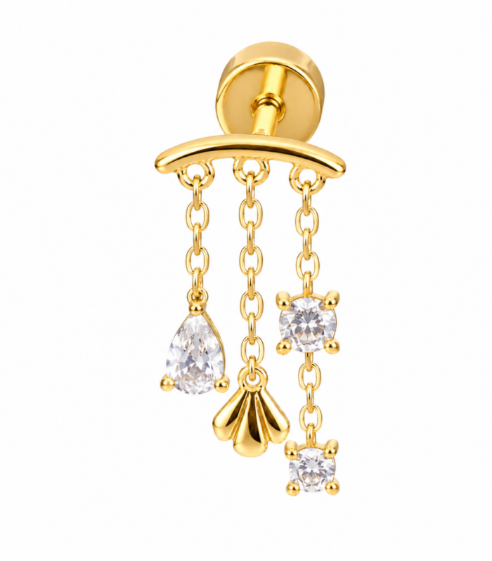 Chain Tassel Dangle Labret — Gold Plated
