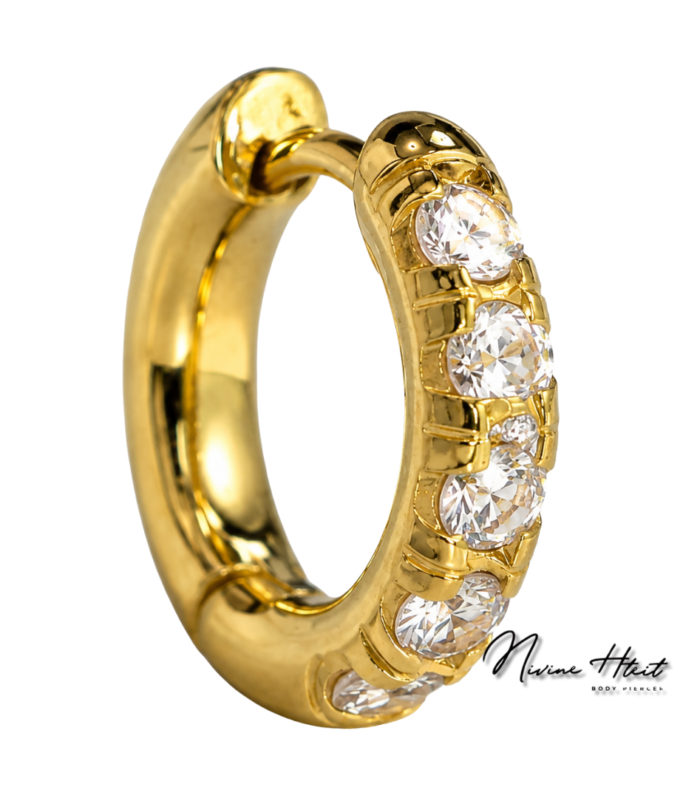 CZ Single-Row Hoop — Gold Plated