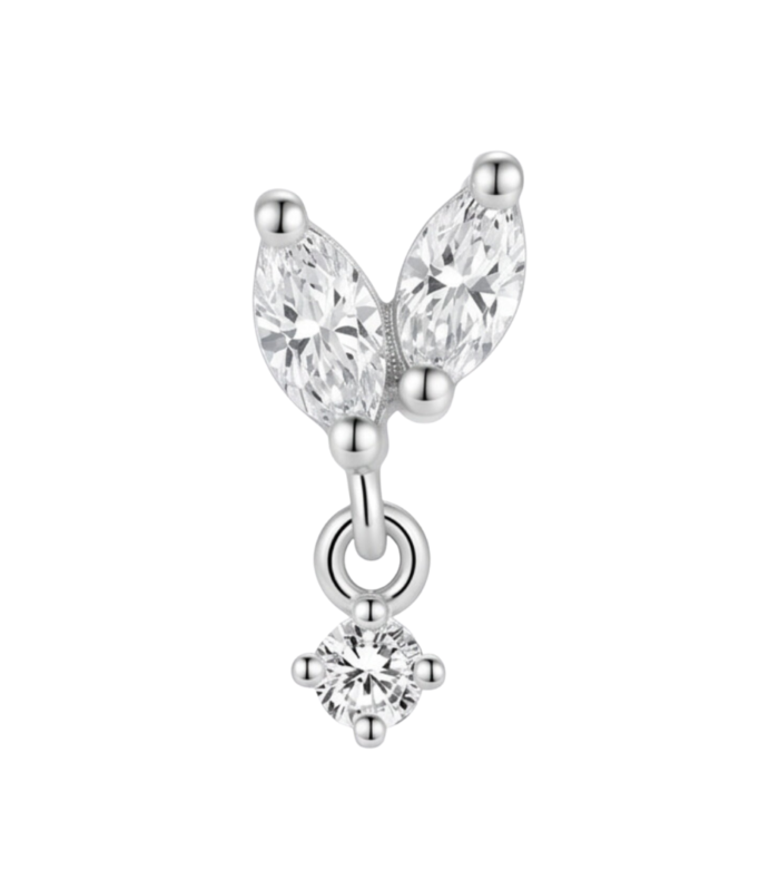 Marquise Duo Drop Belly Ring — Silver