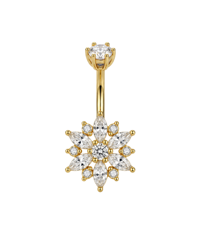 Marquise Star Flower Belly Ring — Gold Plated