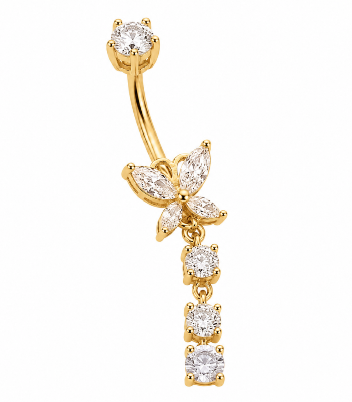 Butterfly Dangle Belly Ring — Gold Plated