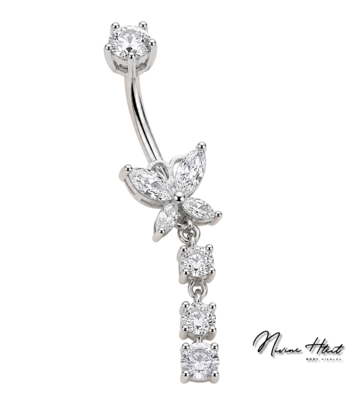 Butterfly Dangle Belly Ring — Silver