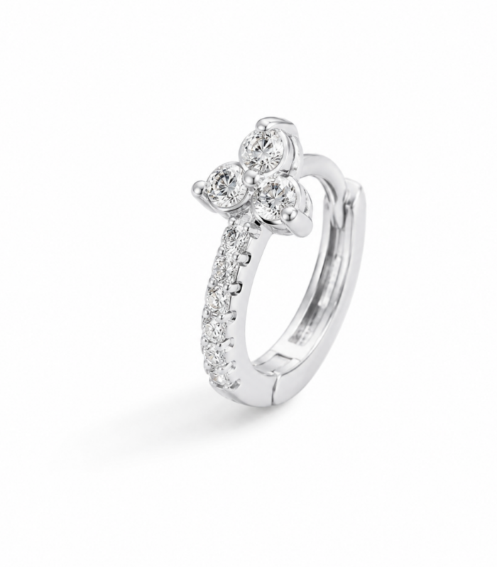 CZ Trio Huggie Hoop — Silver