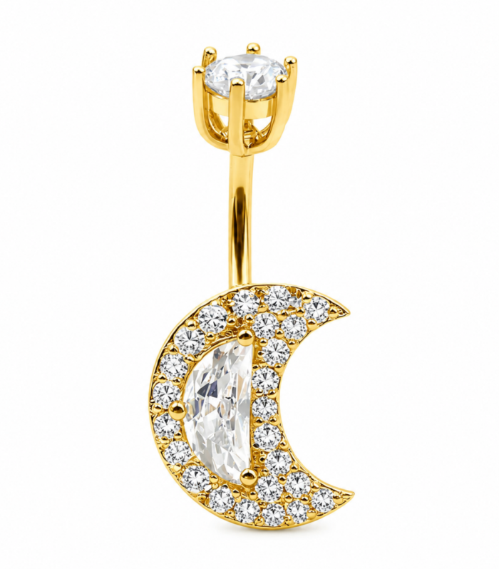 Crescent Moon Belly Ring — Gold Plated