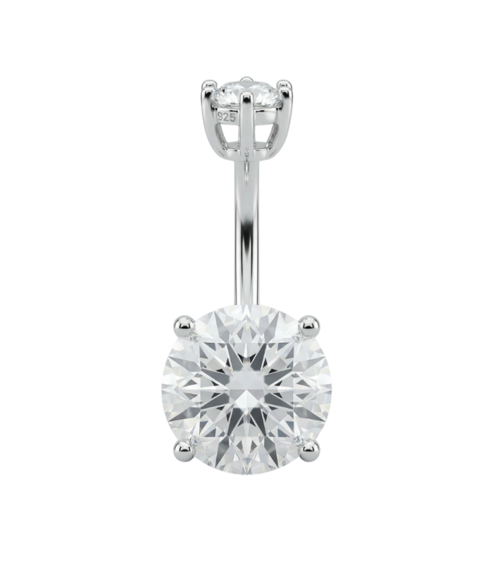 Round Solitaire Belly Ring — Silver