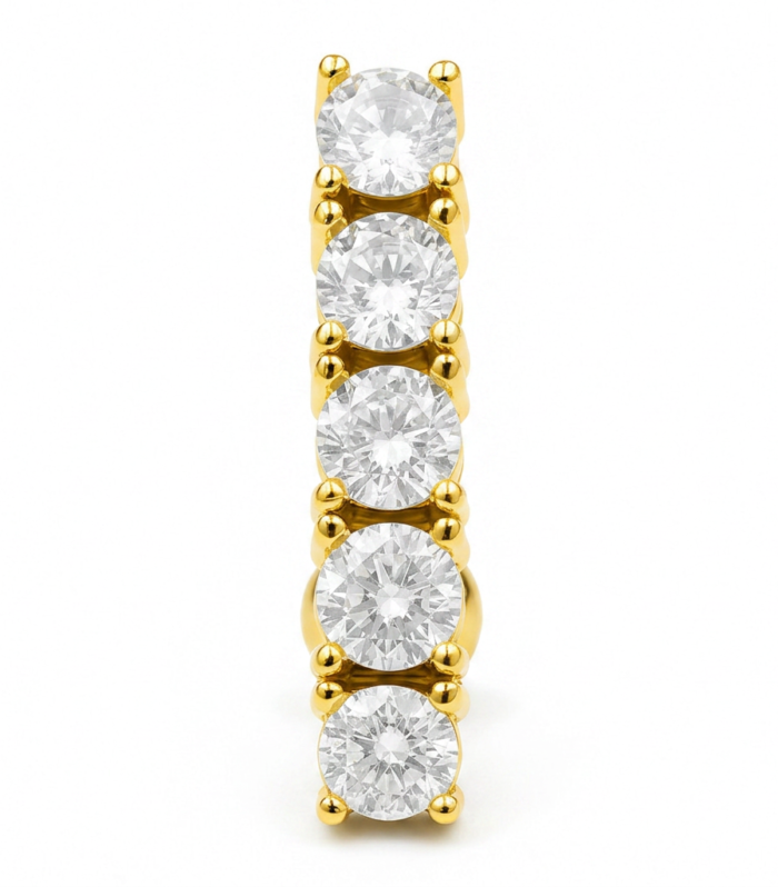 Five CZ Climber Barbell — Gold Plated