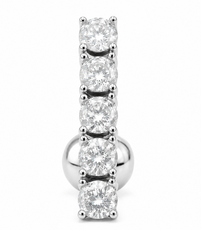 Five CZ Climber Barbell — Silver