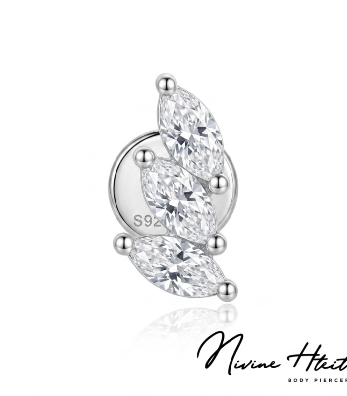 Three-Marquise Leaf Labret — Silver