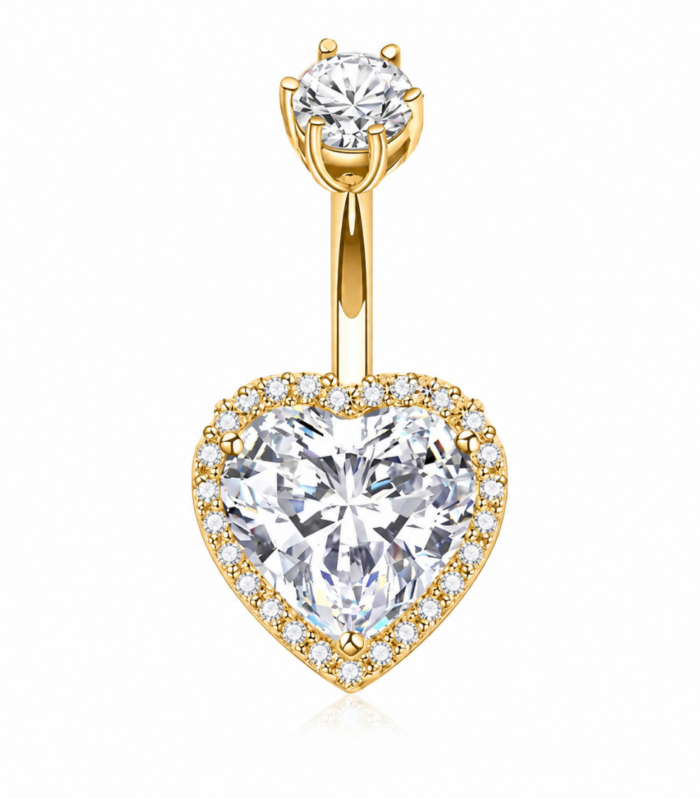 Heart Halo Belly Ring (single top) — Gold Plated