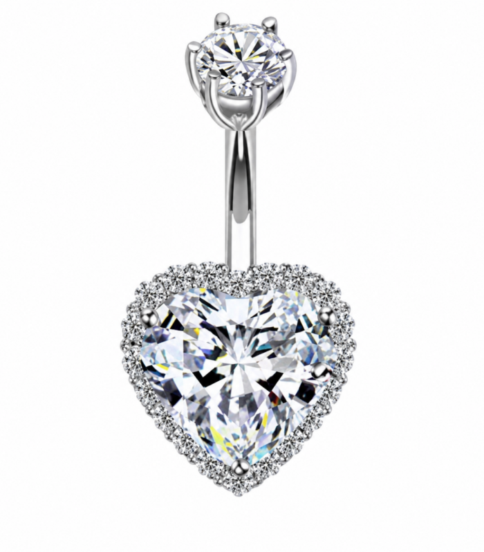 Heart Halo Belly Ring (single top) — Silver