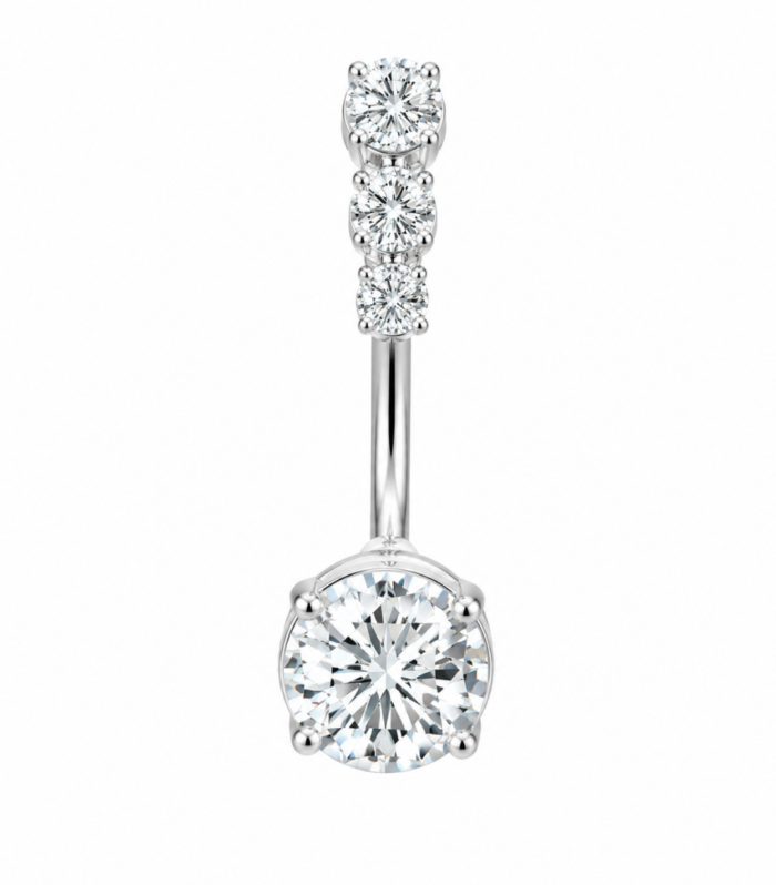 Bezel Round 3-Stone Belly Ring — Silver