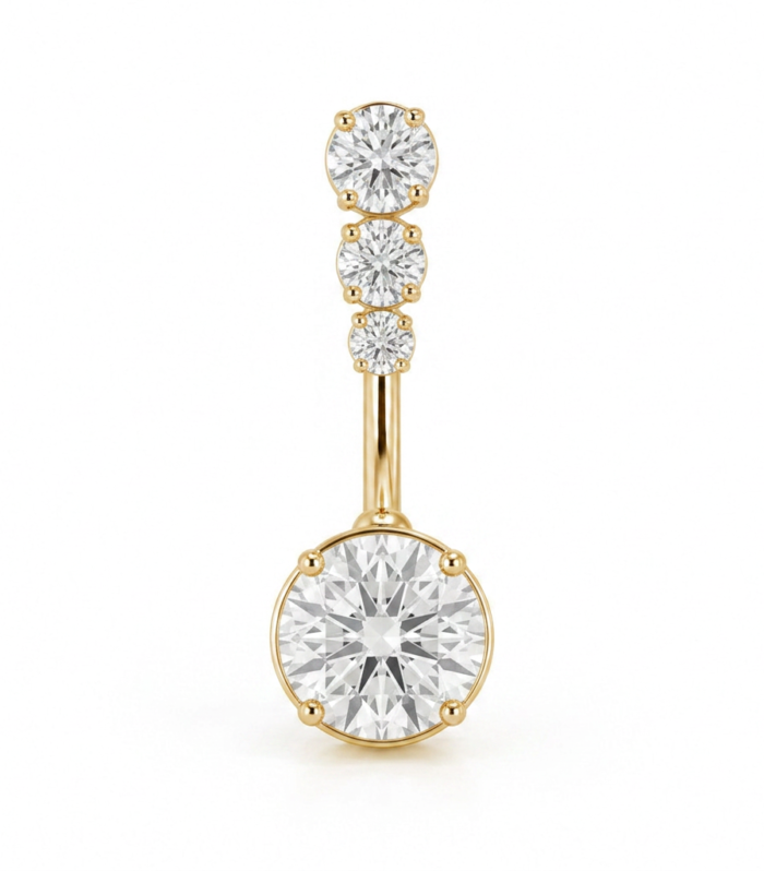 Mixed-Cut Cluster Belly Ring — Gold Plated