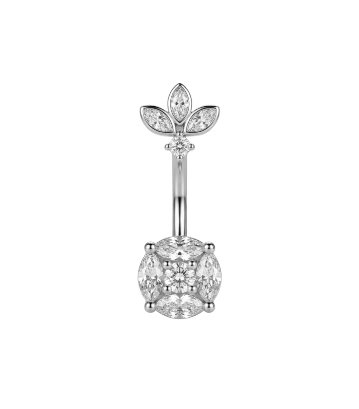Mixed-Cut Cluster Belly Ring — Silver