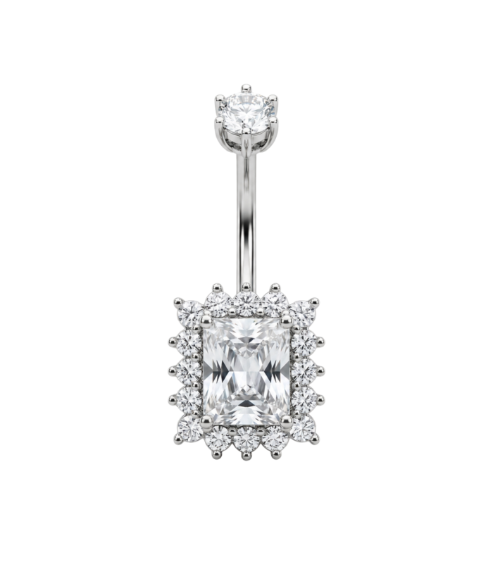Radiant Halo Belly Ring — Silver