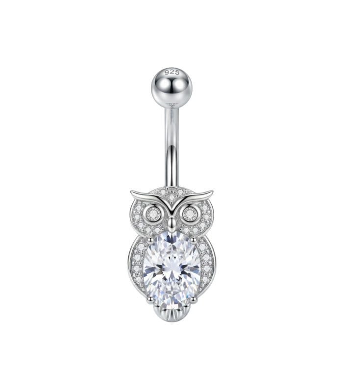 Owl Belly Ring — Silver