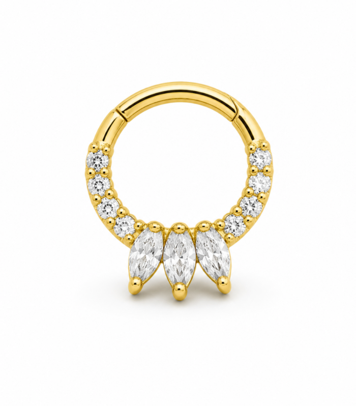 Marquise Trio Hoop Clicker — Gold Plated