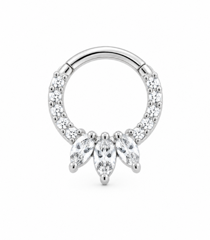Marquise Trio Hoop Clicker — Silver