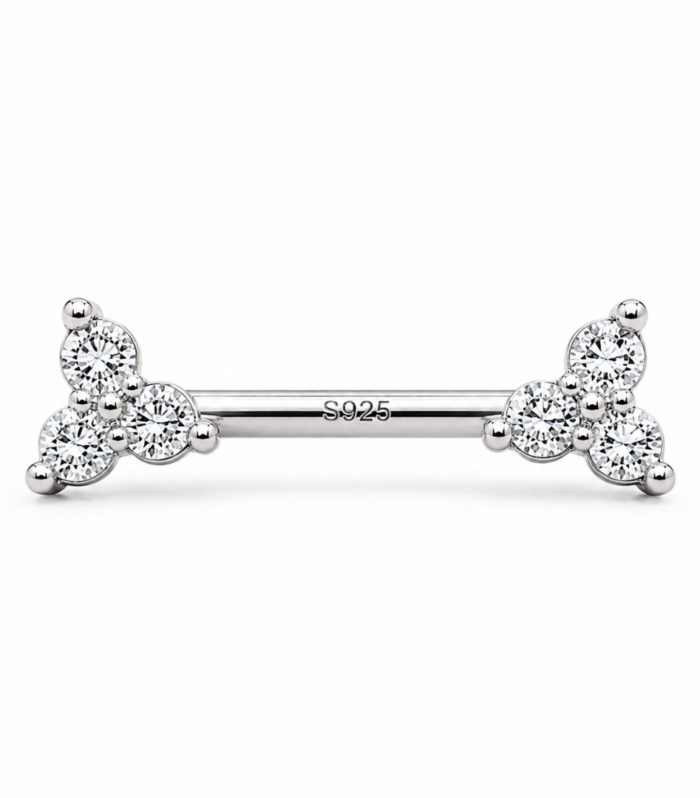 Trio-End Nipple Barbell — Silver
