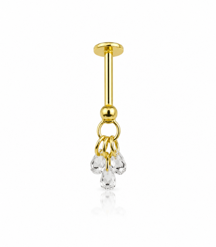 Triple Teardrop Dangle Labret — Gold Plated