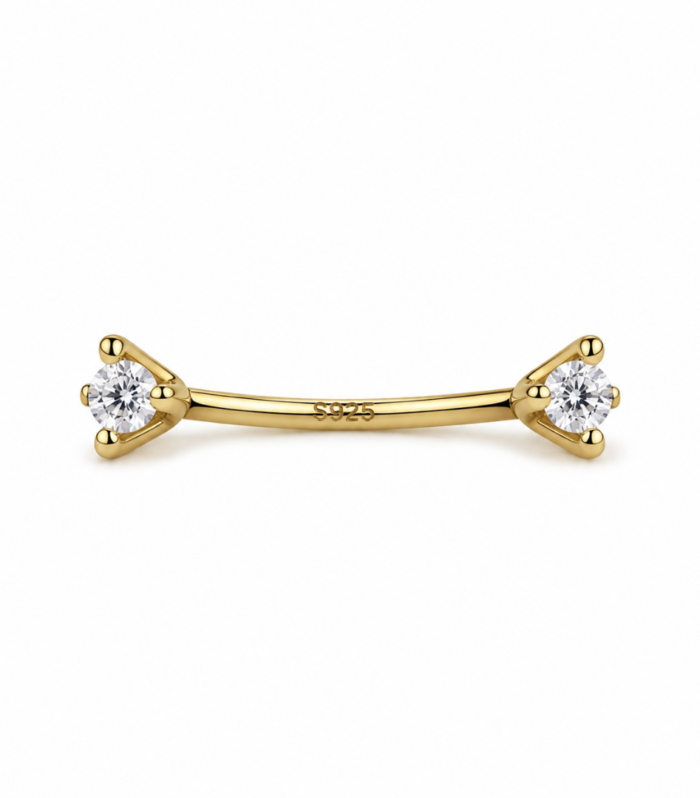 Prong-End Nipple Barbell — Gold Plated