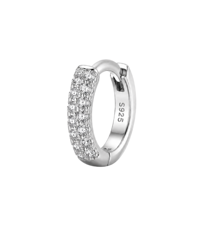 Double-Row Pave Huggie — Silver